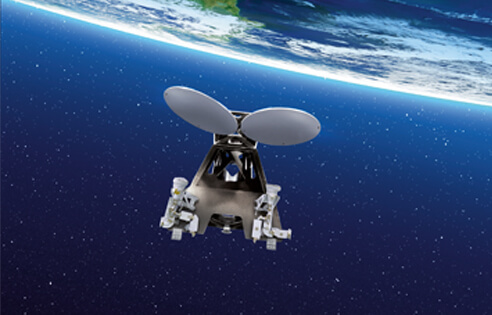 Távközlési műhold: a három, additív gyártással készült konzol jól bírja a 330°C-os hőmérsékleti tartományt, és megfelel a folyamatos űrbéli működés kemény kihívásainak (forrás: Airbus Defence and Space).